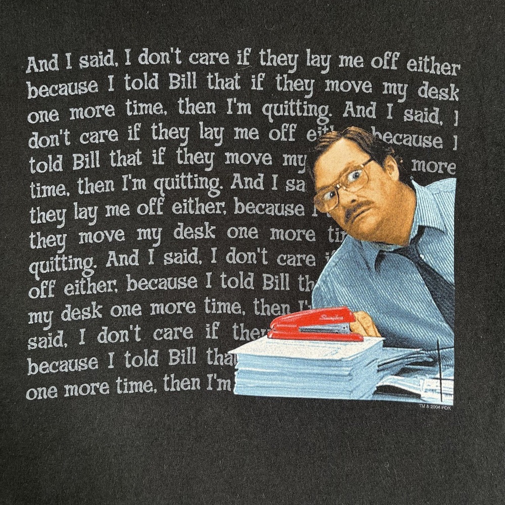 Vintage 00s Office Space Promo T Shirt 2004 Milton Red Stapler Movie Size Small - Picture 2 of 7